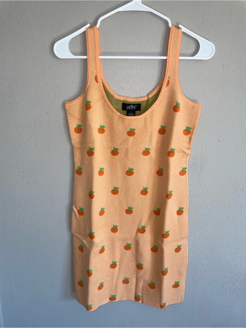 Peach Knit Tank Dress oranges print forever 21 just Polly